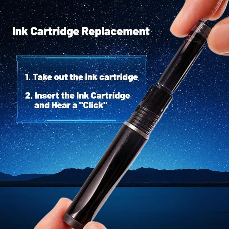 Protectivemethod Retractable Fountain Pen - 0.38mm Fine Nib With Blue & Black Ink