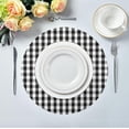thumbnail image 5 of GZHJMY Black and White Buffalo Plaid Round Placemats Set of 4,Non-Slip Heat Resistant Washable Table Mats for Kitchen Dining Table Decoration,15.4 Inch, 5 of 7