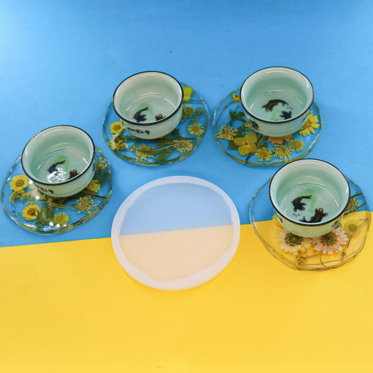 Resin Coaster Mold Silicone Mold Irregular Mold DIY Epoxy Tray Mold Round  Coaster Casting Mold for