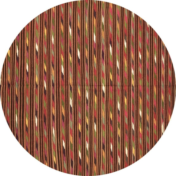 Ahgly Company Indoor Round Oriental Brown Traditional Area Rugs, 6' Round