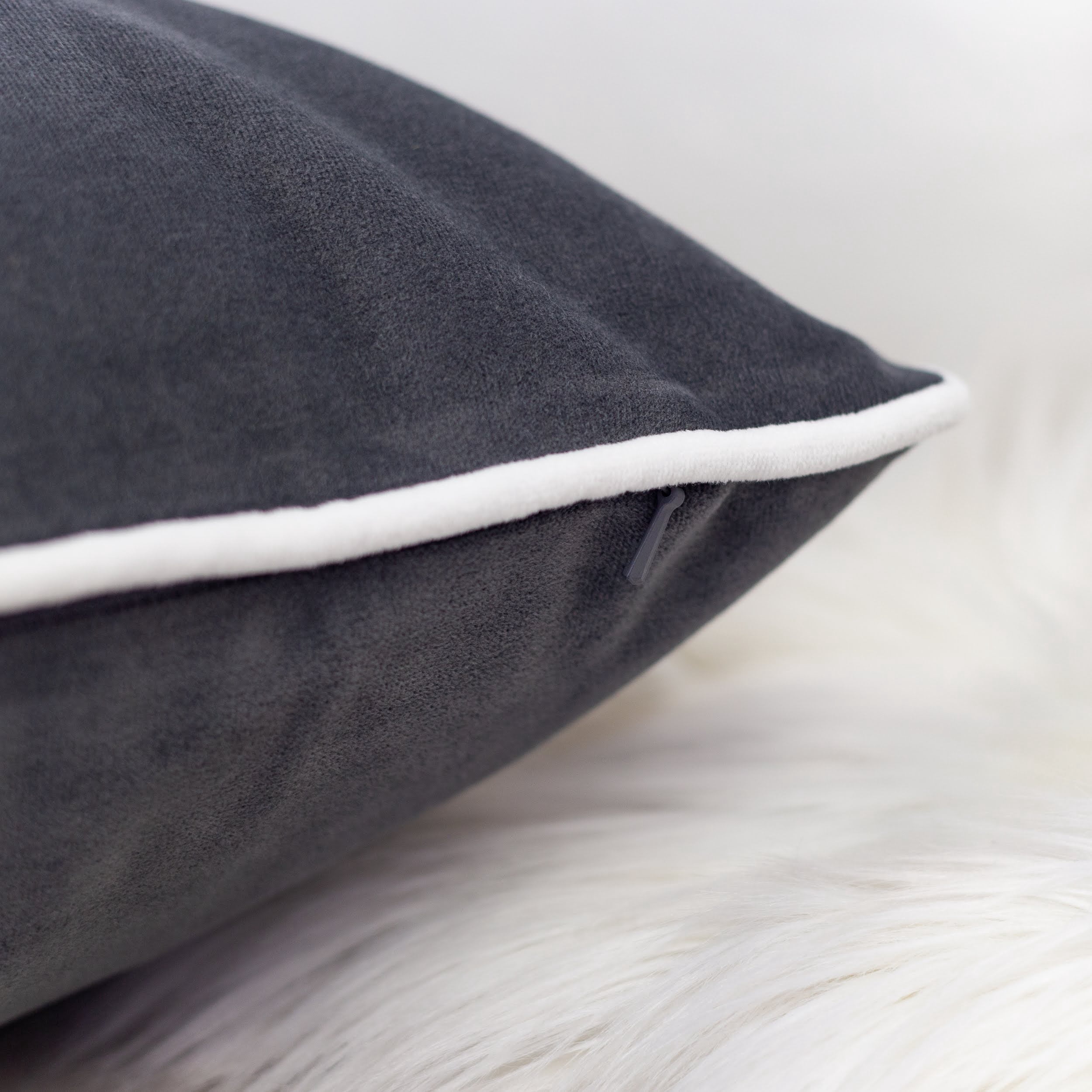 Let-It-Snow Gray and White Embroidered Snowflake Graphic Polyester 14 in. x 20 in. Decorative Throw Pillow