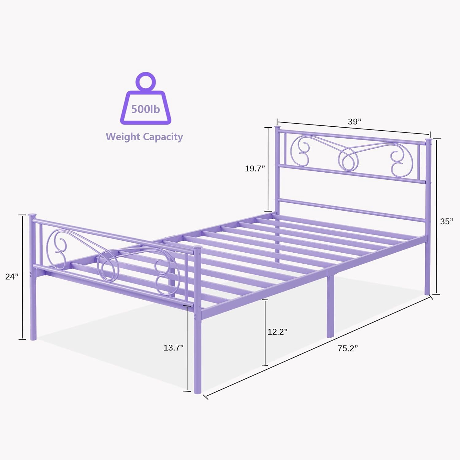King Size Bed Frame with Headboard and Footboard,Bed Frame King Size,Metal Bed Mattress Foundation,Under Bed Storage,No Box Spring Needed