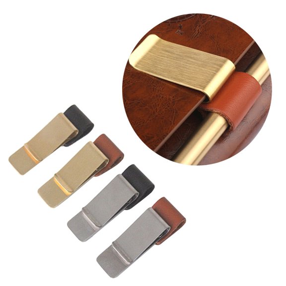 4 Pcs Notebook Pen Loop Diary Clip Holder Handbook Brass Bookmarked Bookmarkers Office