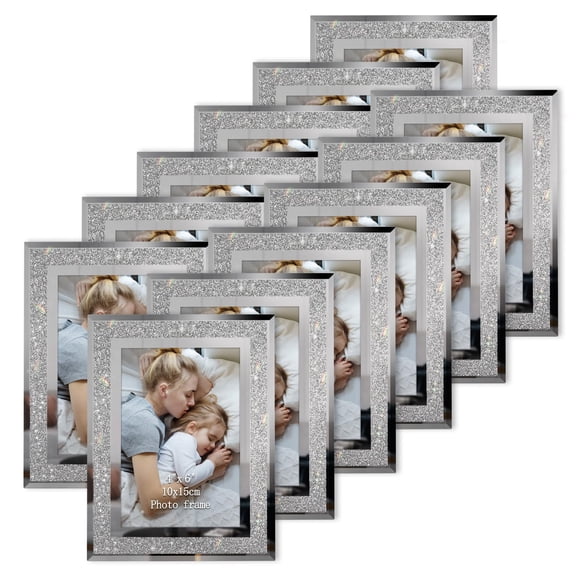 Marco de fotos HORLIMER Sparkle Glass de 4 x 6 pulgadas (paquete de 12)