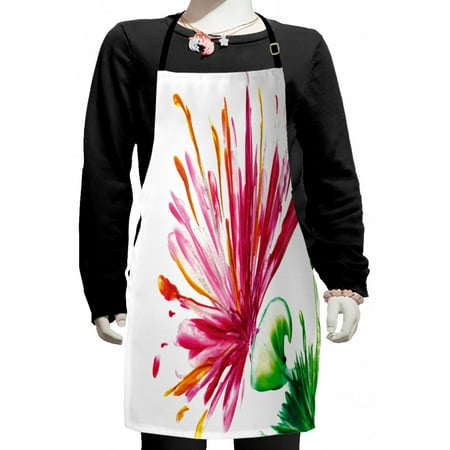 

Watercolor Flower Kids Apron Opened out Asiatic Oriental Lily Freesia Florets Work of Art Print Boys Girls Apron Bib with Adjustable Ties for Cooking Baking Painting Fuchsia Green by Ambesonne