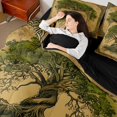 thumbnail image 4 of jejeloiu Boho Exotic Style 7pcs Bedding Comforter Set,Rustic Plant Tree Queen Bedding Sets For Adults Reversible, 4 of 8