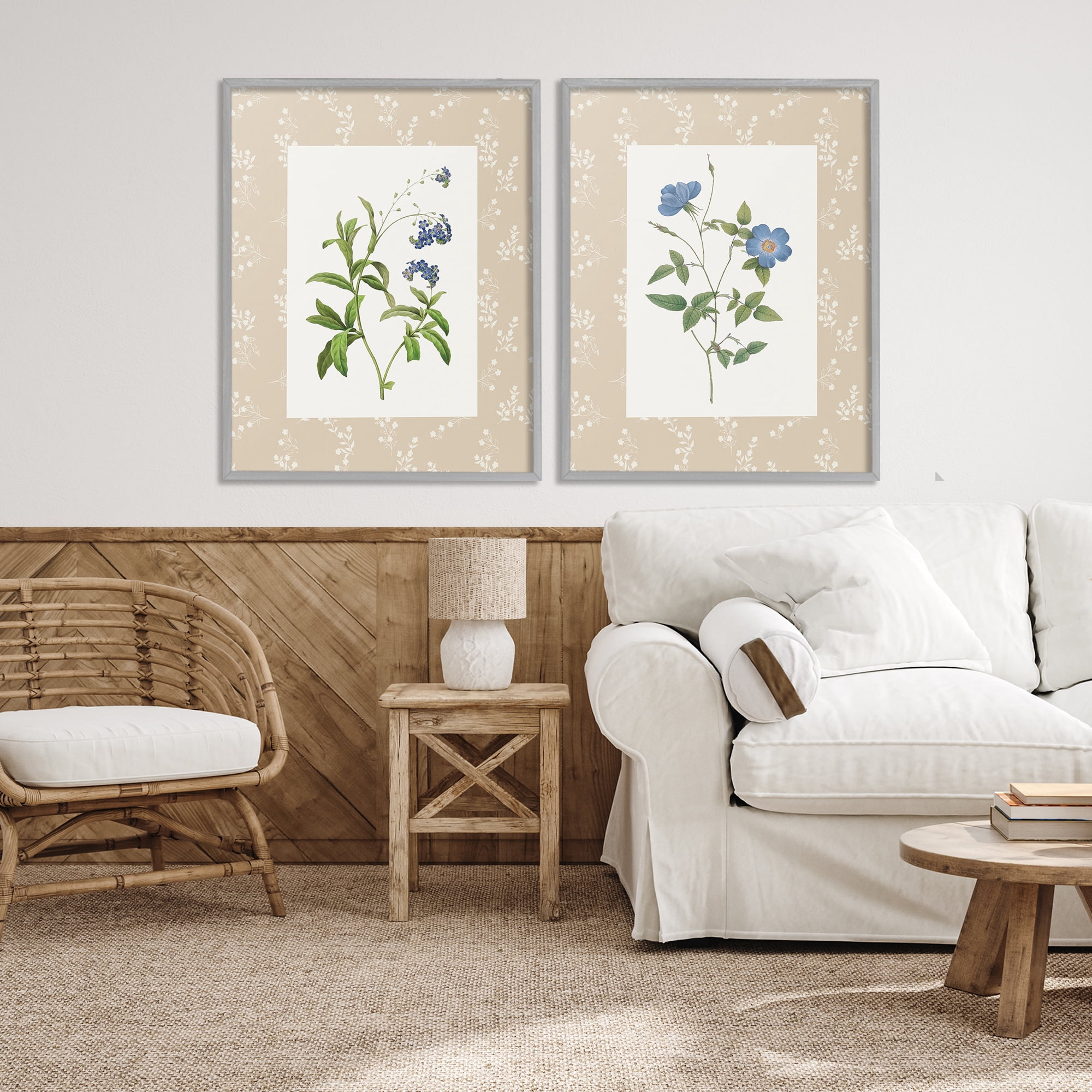 Stupell Industries Herbs on Beige Botanicals 2 Piece Gray Framed Giclee Art Set, design by Val Rhodes