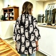 thumbnail image 5 of FGVCTG Halloween Sweatshirts for Women Drawstring 3/4 Sleeve Halloween Hoodie Ghost Graphic Spooky Oversized Pullover Hoodies Black M, 5 of 6