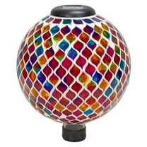 Sunnydaze Summer Trellis 10" Mosaic Glass Outdoor Gazing Globe with Solar Light