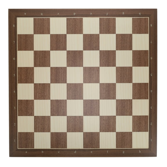 Walnut and Sycamore Wooden Chess Board with Algebraic Notation - 21.25 in.