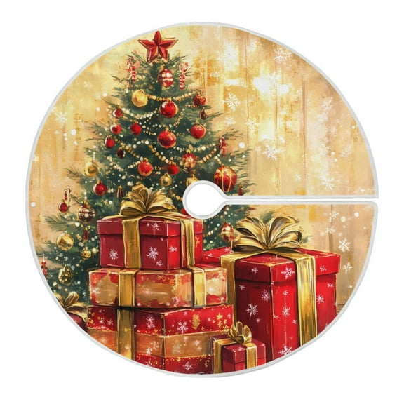 Ryvnso Christmas Tree Skirt Retro Christmas Tree Gifts Xmas Tree Skirts Ornament Home Decorations 35.4"