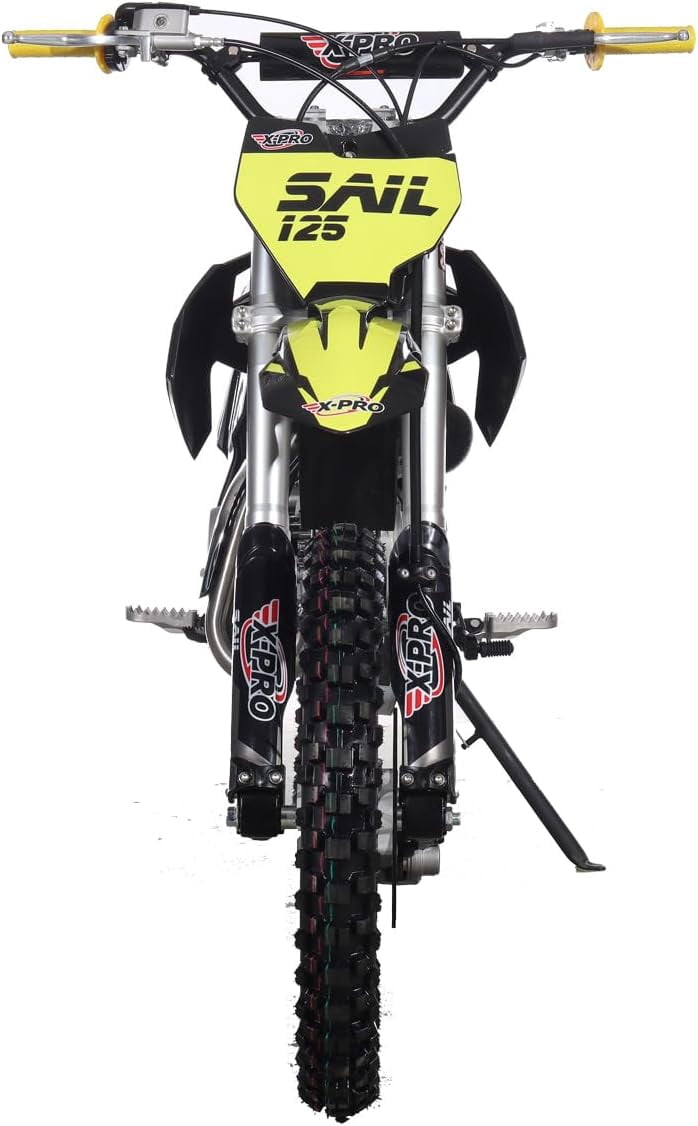 X-Pro Brand New Sail 125cc Dirt Bike with 4-Speed Manual Transmission Kick Start, Big 17"/14" Tires!
