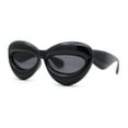 thumbnail image 2 of Womens Funky Balloon Thick Cat Eye Retro Plastic Sunglasses All Black, 2 of 4