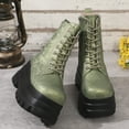thumbnail image 7 of Xfvqtps Comfortable Winter Boots for Women Chunky Sole Slip on Ankle Booties with Side Zipper Round Toe Casual Fashion Boots Green, 7 of 7