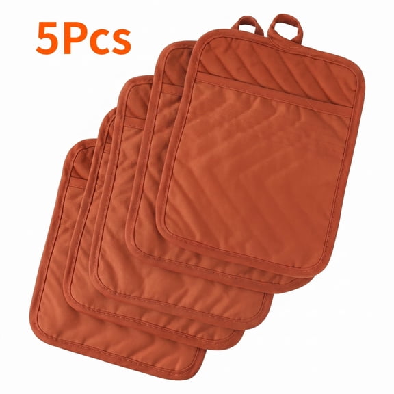 5 Pcs Heat Resistant Cotton Pot Holders, 7x9 Inch Kitchen Hot Pads with Pocket for Counter Table