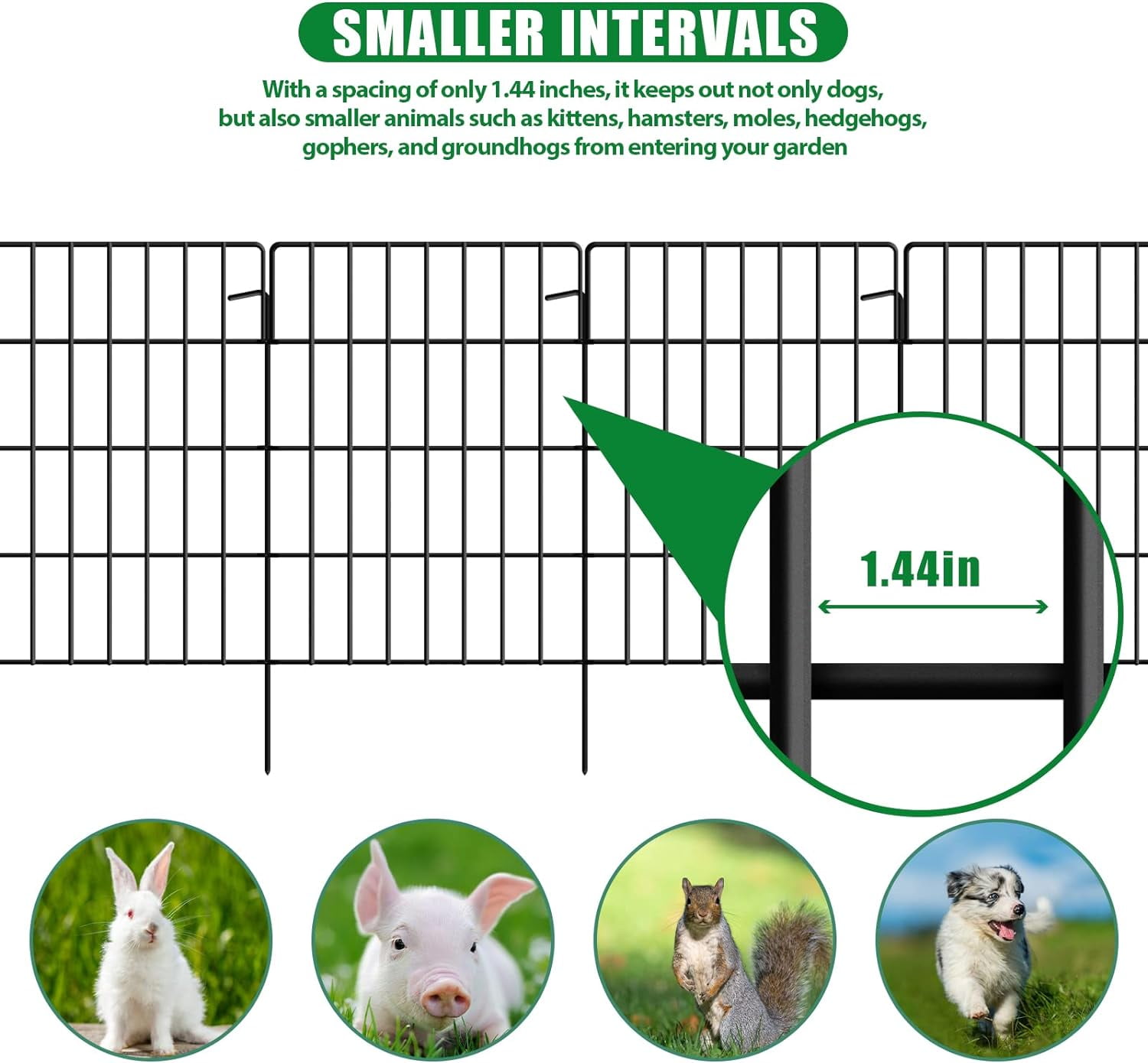 30 Pack Decorative Garden Fence Total 32.5ft (L) x 24in High 1.44" Gap Metal Wire Rustproof Small Animal Barrier Fence Easy Assembly Patio Yard Seedlings Protection Fencing Border Black