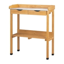 TYUIOP Garden Potting Bench Table Work Bench with Metal Tabletop, 2 Drawers, Storage Shelf, 3 Hooks.