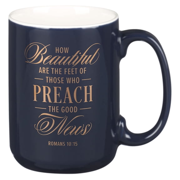 Mug Navy Preach Good New Pastor Rom. 10:15, (Hardcover)