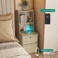 thumbnail image 3 of Hommoo 2 Drawers Nihgthstand with Charging Station, Modern Bedside Table with Night Light and Bookshelf, Natural, 3 of 7