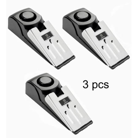 Door Stop Alarm, 3 Pack Door Stopper with 120DB Security Alarm, Door Security Devices for Home Travel, Black