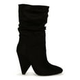 thumbnail image 2 of Atalina Pointy Toe Ruched Mid Calf Cone Heel Boot 20347, 2 of 6