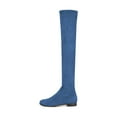 thumbnail image 2 of YDN Women Classic Round Close Toe Suede Side Zipper Knee High Boots Chunky Low Heel Stretchy Over The Knee Boots Shoes Size 5.5 Blue, 2 of 4