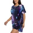 thumbnail image 2 of Haiem Feathered Wolf Pattern Pajama Set for Women 2 Piece Lounge Set Short Sleeve Tops and Shorts Soft Sleepwear-X-Large, 2 of 7