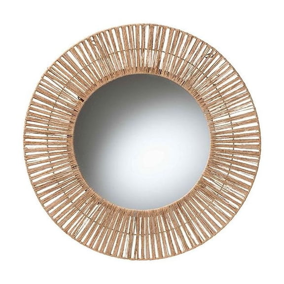 bali & pari Leala Modern Bohemian Metal and Seagrass Wall Accent Mirror