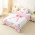 thumbnail image 2 of Manfei Lovely Bowtie Twin Comforter Sets,Kawaii Letter A Bedding Set,Pink,Pink Reversible,2-Piece,1 Comforter and 1 Pillowcase, 2 of 7