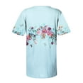 thumbnail image 4 of AOOCHASLIY Ladies Tops Clothes Women's Round Neck Loose Short Sleeve T-shirt Top Fashion Casual Floral Print Blouse Pullover, 4 of 5