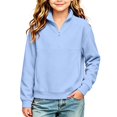 thumbnail image 5 of Girls Quarter Zip Sweatshirt Long Sleeve Turtleneck Fashion Casual Kids Pullover Tops Blue 9-10 Years, 5 of 6
