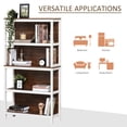 thumbnail image 3 of HomCom 31.5"W x 11.75"D x 59.75"H 4-Shelf Freestanding Shelves, White and Walnut, 3 of 9