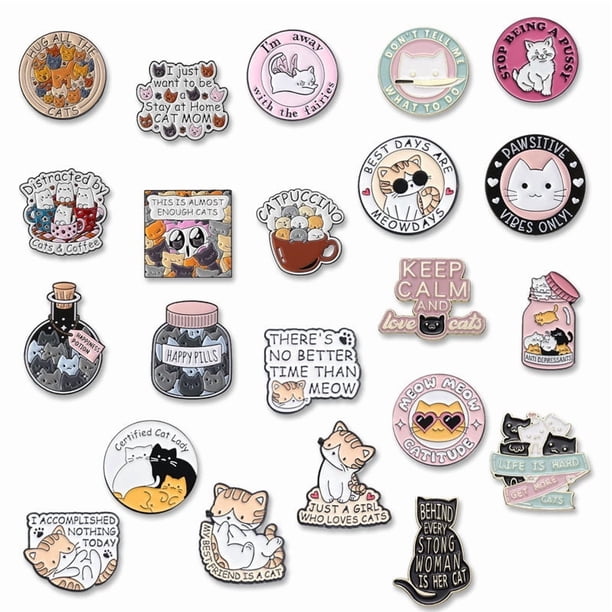 Set de broches con estampado de dibujos animados con forma de gato con forma de gatito, diseño de al