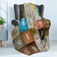 thumbnail image 4 of Modern Soft Flannel Fleece Blanket, Rusty Apartment Placards Nostalgic Once upon a Time Themed House Door Number Plates, Cozy Plush for Indoor and Outdoor Use, 60" x 80", Multicolor, by Ambesonne, 4 of 5
