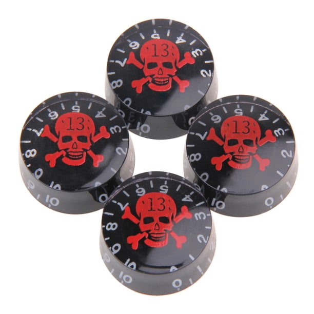 4 Uds. Perilla de guitarra eléctrica LP con cabeza de calavera acrílica, Control de volumen y tono