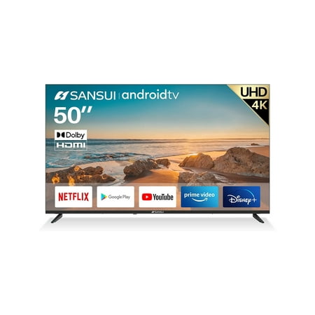 Sansui S50V1UA 50-Inch 4K UHD HDR Smart LED Android TV with Google Assistant (Voice Control), Screen Share, HDMI, USB (2023 Model Android 9 OS)