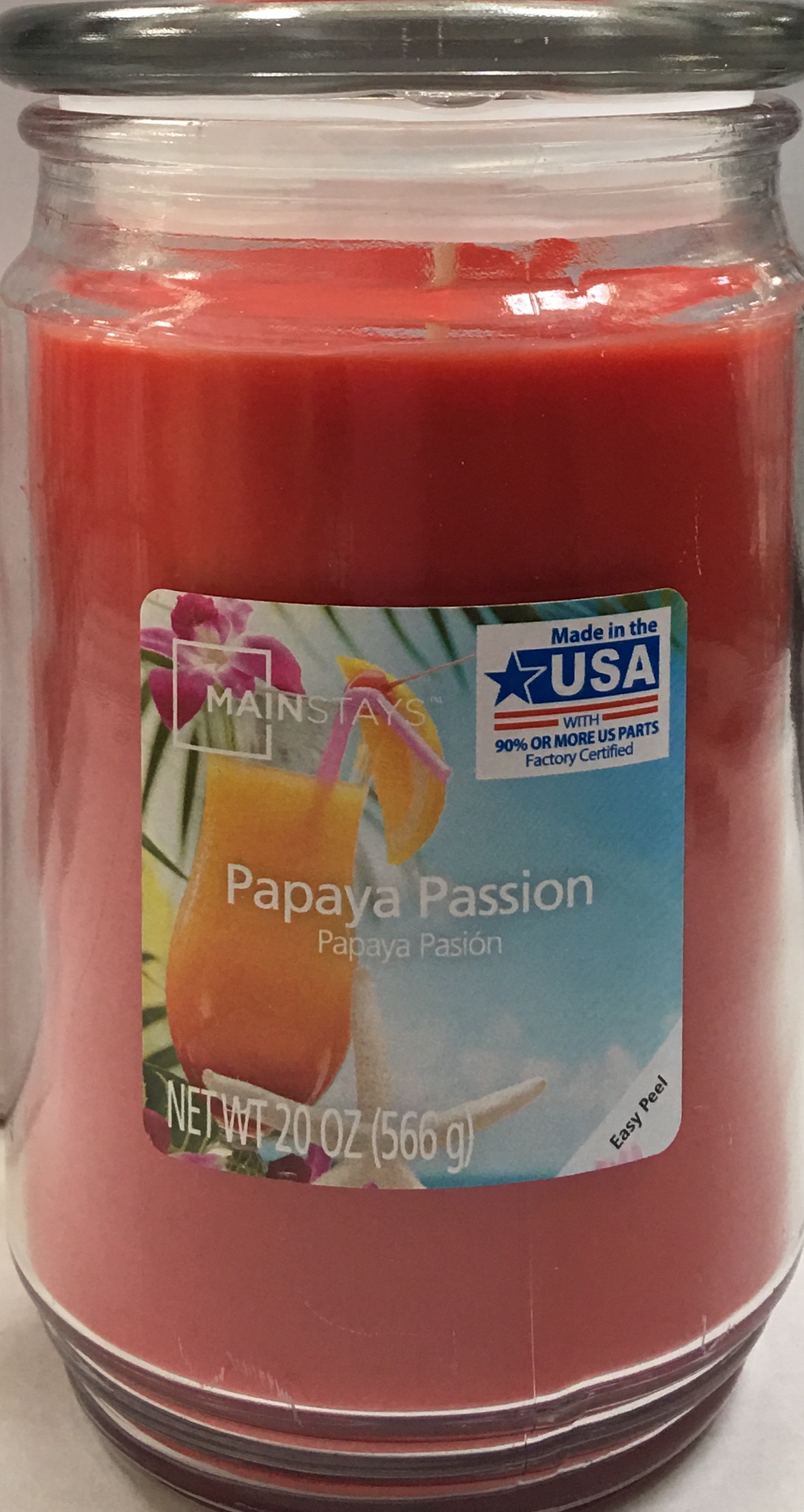 Mainstays Papaya Passion Scented SingleWick Large Glass Jar Candle, 20