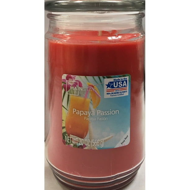 Mainstays Papaya Passion Scented SingleWick Large Glass Jar Candle, 20