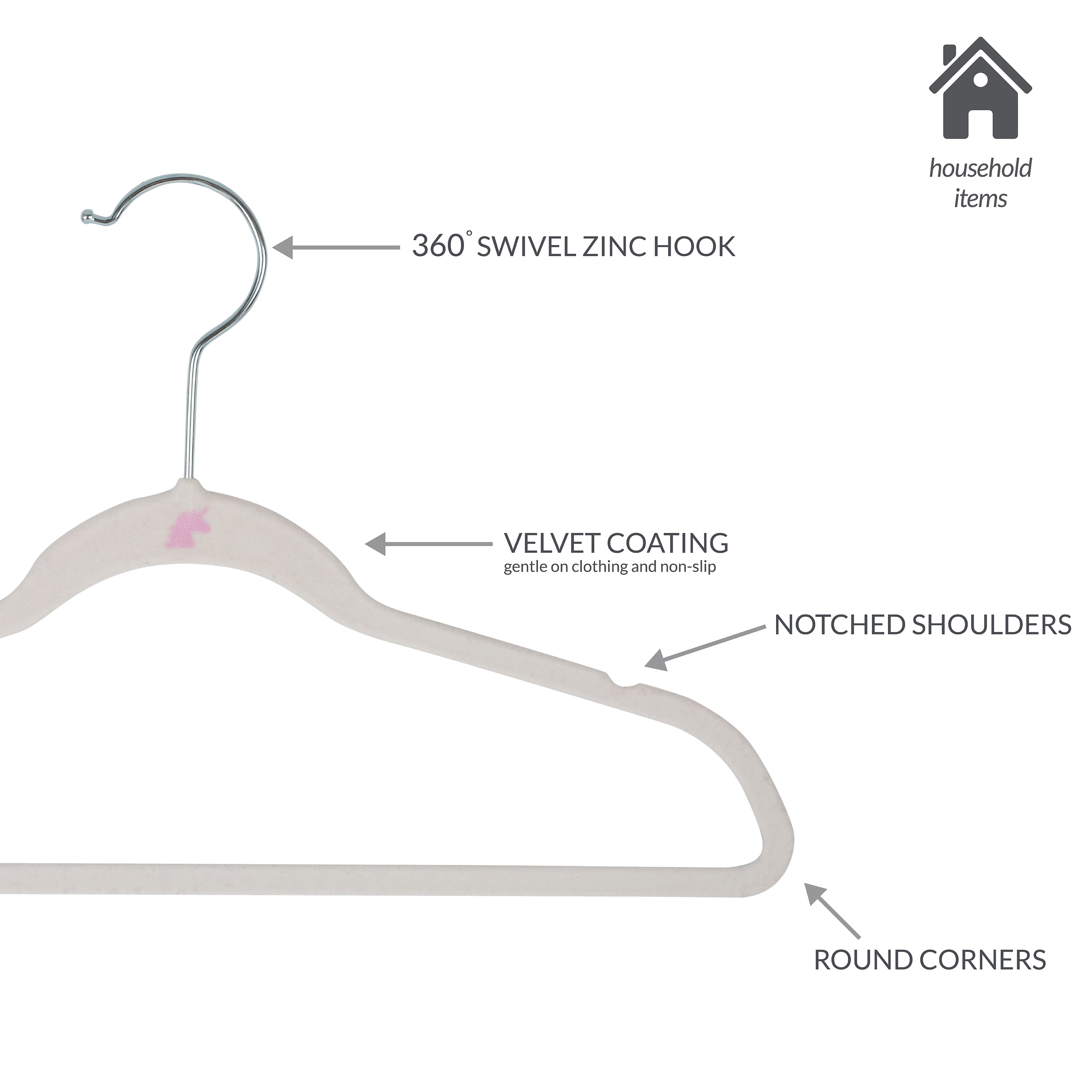 Simplify Kids 100 Pack Velvet Shirt Hangers in White
