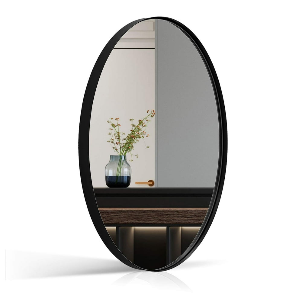 Andy Star Wall Mirror for Bathroom, 24"x36" Large Black Oval Mirror