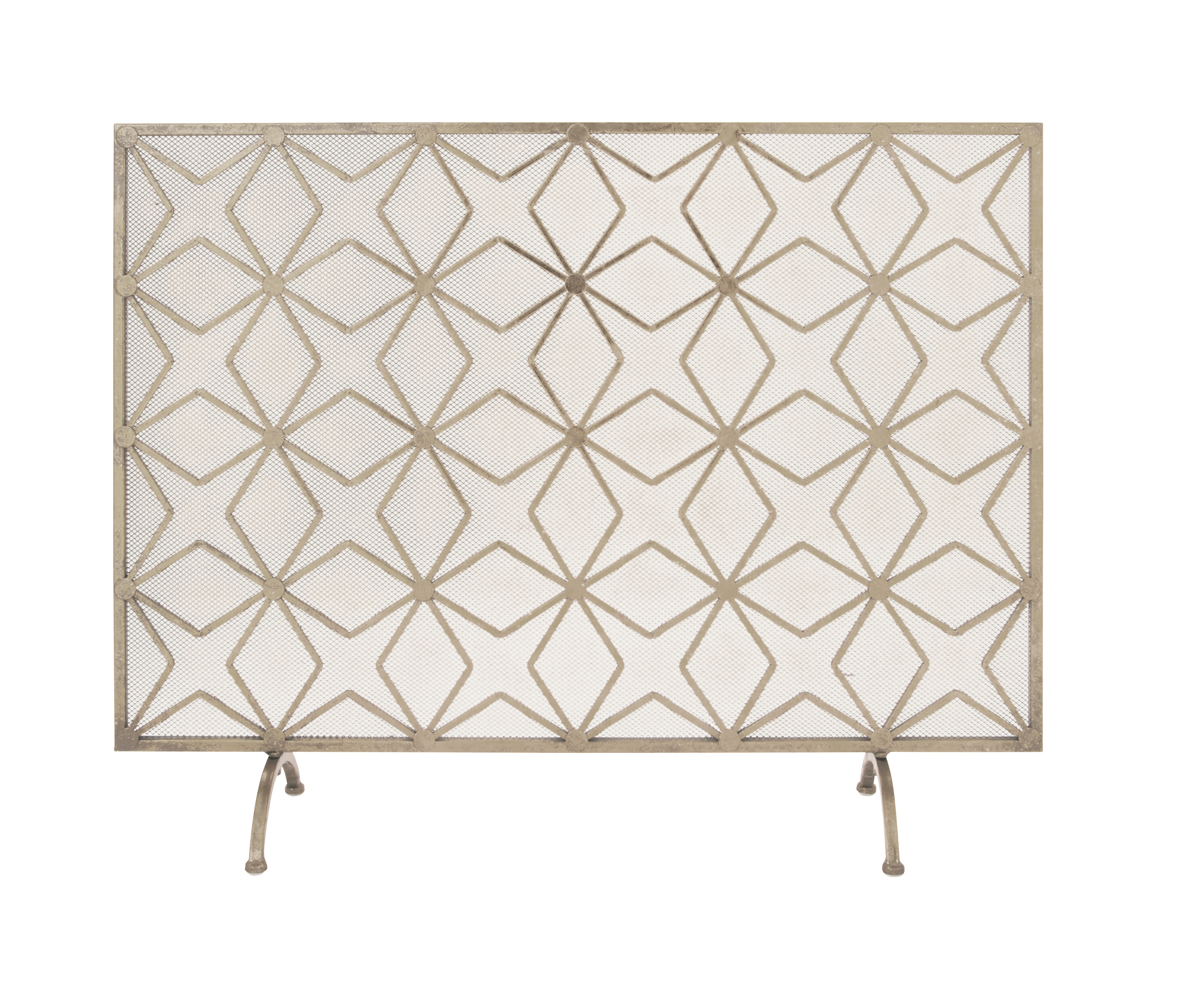 DecMode 28" x 38" Gold Metal Modern Fireplace Screen
