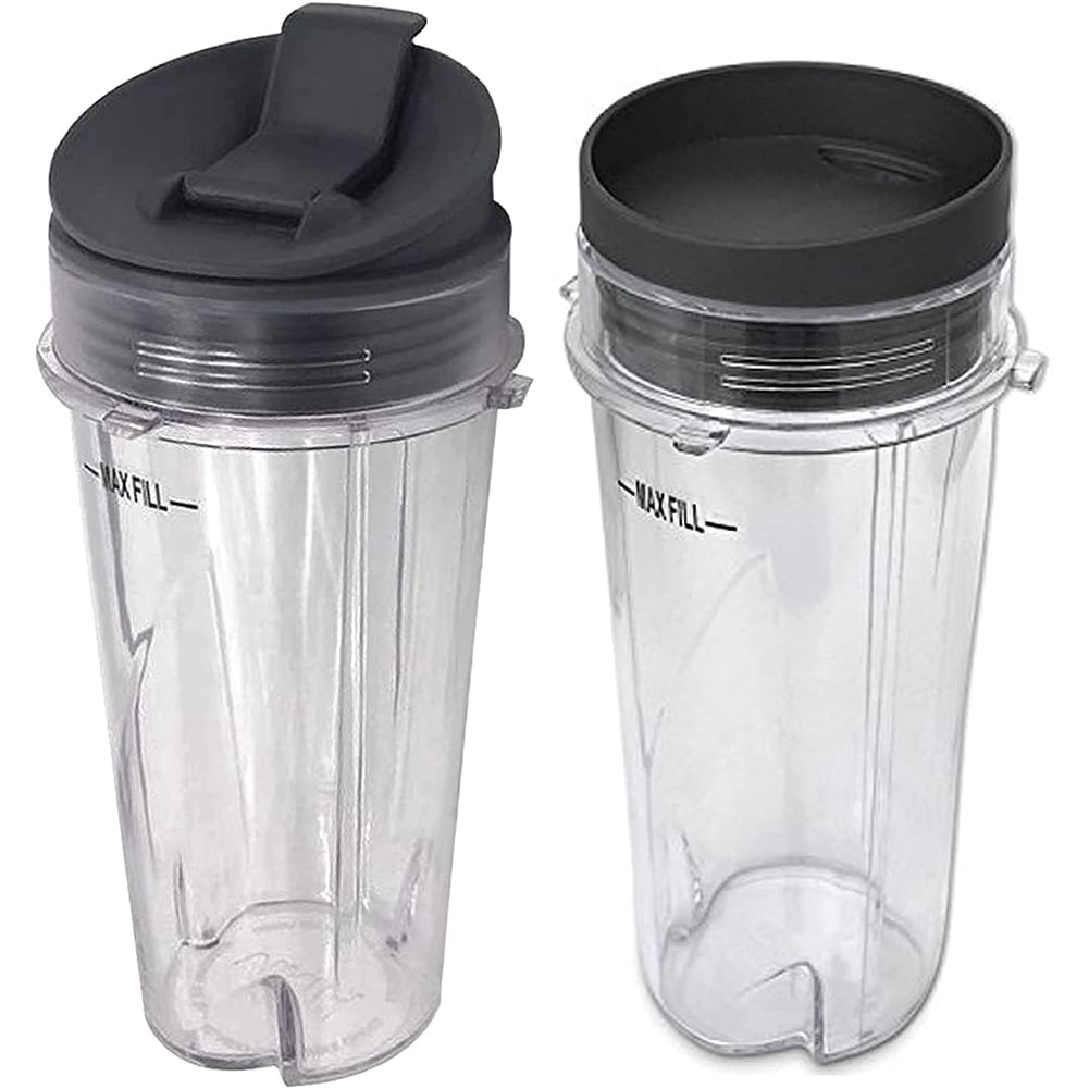 Nrpfell Replacement Parts for Nutri Ninja Blender 2 Pack 16-Ounce Single Serve Cup and Lid Fit for Ninja BL770 BL780 BL660 Blenders 