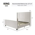 thumbnail image 5 of VanAcc King Size Vertical Channel Tufted Headboard Modern Velvet Platform Bed, Cream, 5 of 8