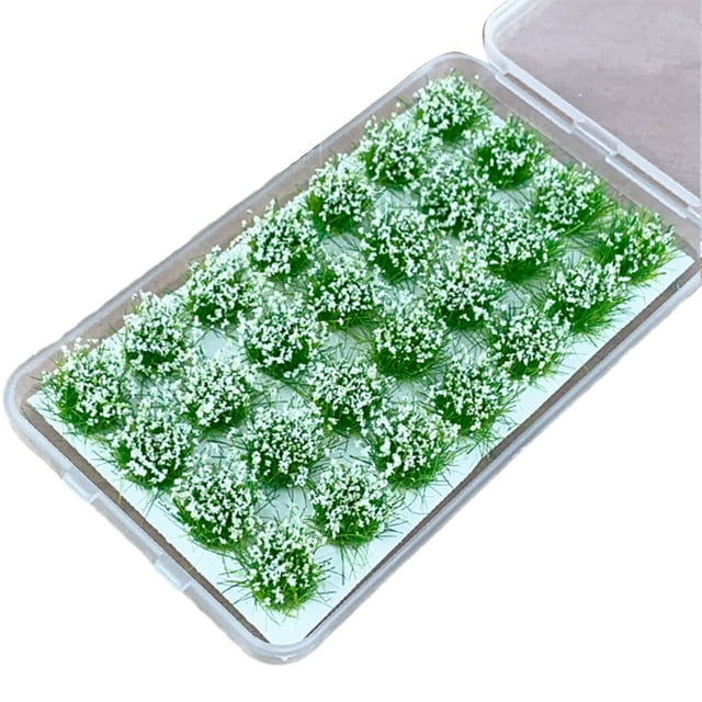 Transemion 28pieces Educational And Easy To Miniature Grasses Tufts For DIY Projects Realistic Detail Plastic Lily white 1Set