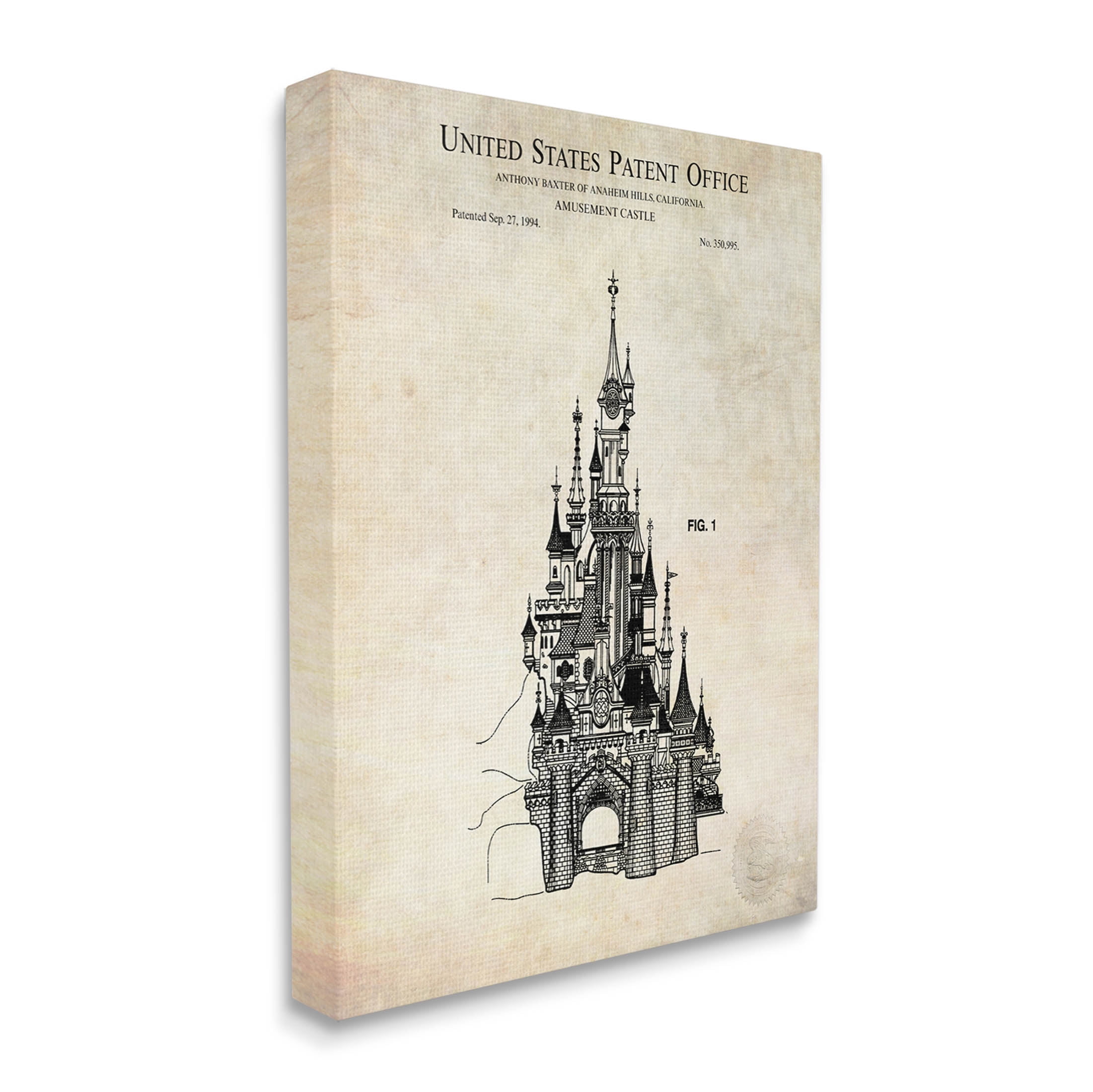 Stupell Industries Fantasy Castle Vintage Diagram Graphic Art Gallery Wrapped Canvas Print Wall Art, Design by Karl Hronek