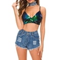 thumbnail image 4 of Rezuofi 1 Pcs Women High Rise Distressed Stretchy Jean Shorts Ripped Hole Denim Short Jeans, 4 of 9