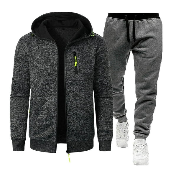 sageysalite Mens Sweatsuits Sets Fleece Long Sleeve Hooded Full Zip up Breathable Workout Jogger Running Sports 2 Piece Tracksuits Sets