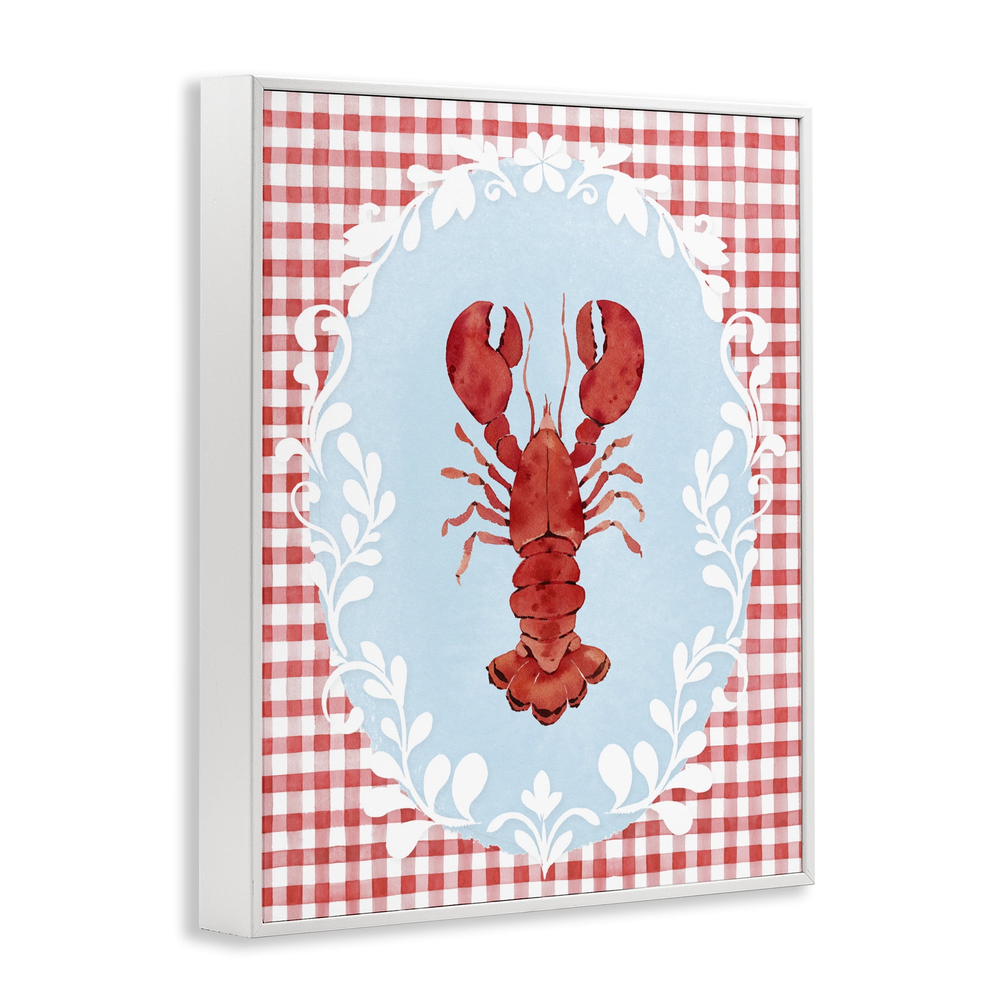 Stupell Industries Lobster with Red Plaid White Framed Giclee Art, design by Heather Lee Chan