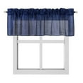 thumbnail image 2 of 1 piece S18 luxury straight sheer faux silk window curtain valance for kitchen bathroom décor with rod pocket navy blue color 55" wide X 18" long, 2 of 3
