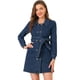 thumbnail image 1 of Vestido de mezclilla Allegra K para mujer cuello vuelto doble botonadura con cinturón Azul M, 1 of 6